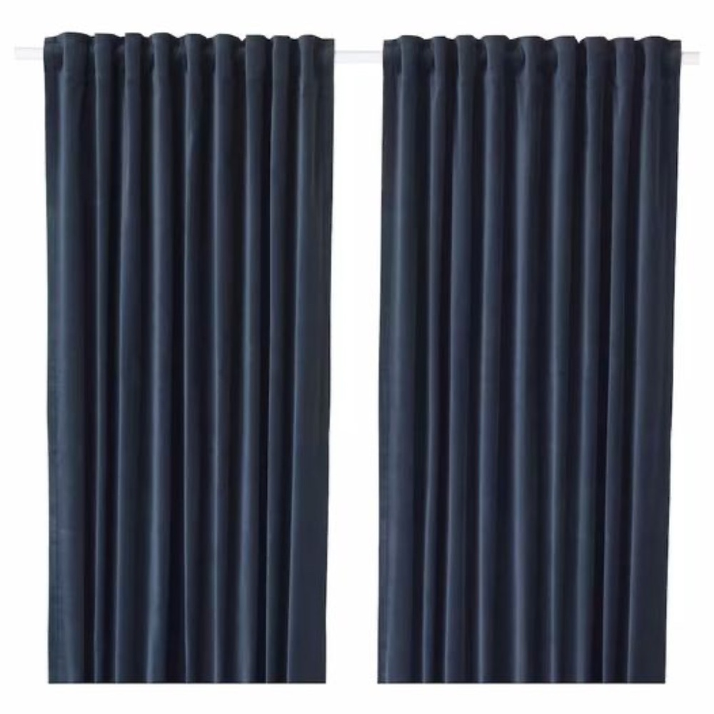 IKEA Sanela Curtains, Navy Velvet, 55 x 84